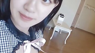A Chinese beauty with black hair, and moreover big tits, after a blowjob, she cums in her mouth, uncensored